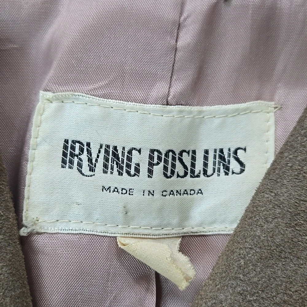 Irving Posluns 1970s Suede Coat Leather Jacket with Gold Hardware 70s Retro Fall - Picture 4 of 16